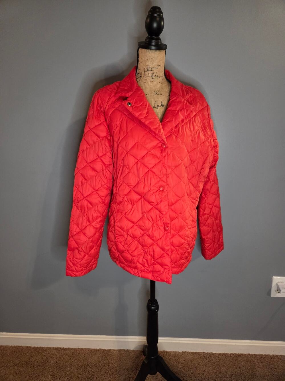 L.L. Bean quilted riding jacket snap closure puffer orange XL
